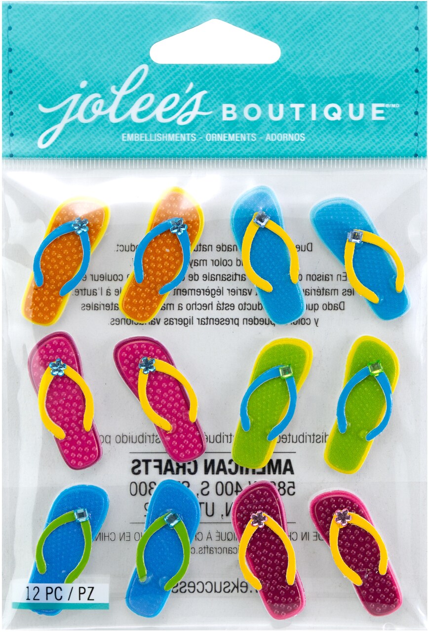 Jolee's Boutique Cabochon Dimensional Repeat Stickers - Flip - Flops, 12pcs